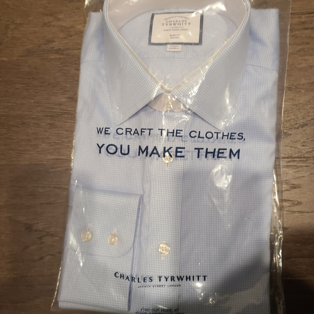 Charles Tyrwhitt mens slim fit non-iron long sleeve dress shirt